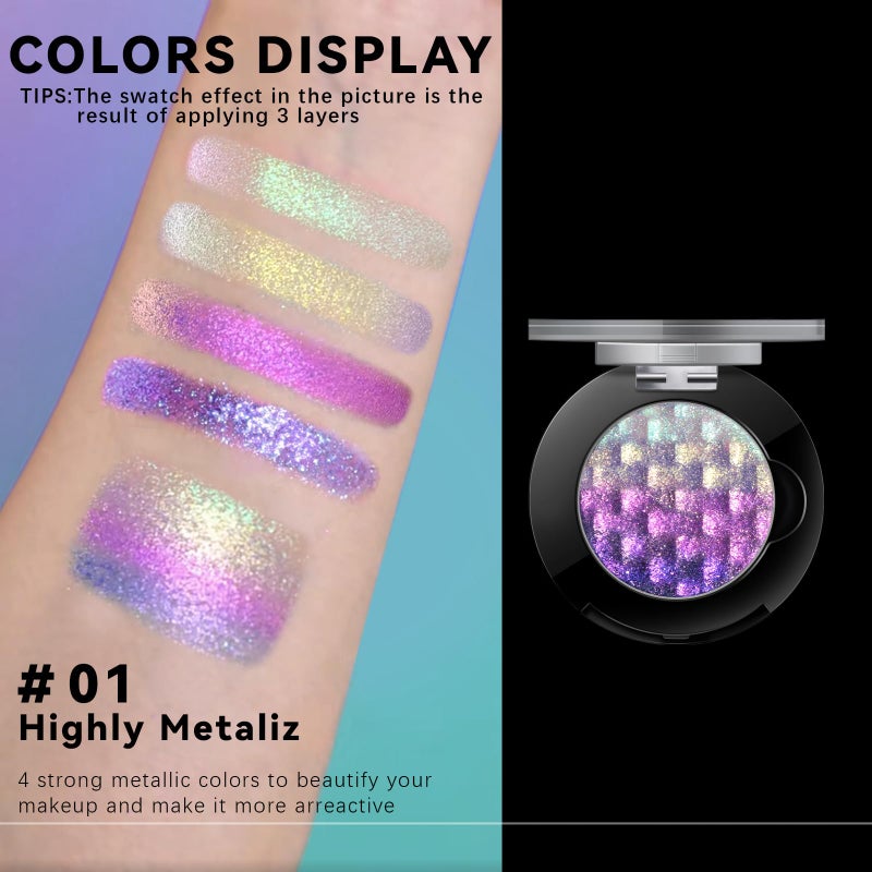 Noerrors Chameleon Eyeshadow,Multichrome Face Highlighter Palette,Multicolor Glow,Multi-use,High Pigment,Color Shift Metallic Shimmer Duochrome Eyeshadow Palette Face Purple Highlighter Makeup - Image 3